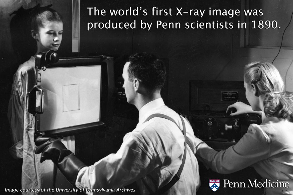 As a symbol of medicine, the X-ray is almost as recognizable as the stethoscope — and if you go back nearly 125 years, you'll find a significant milestone in its history relates back to Penn (and gives us this fact): The world's first X-ray image was produced by Penn scientists in 1890.
